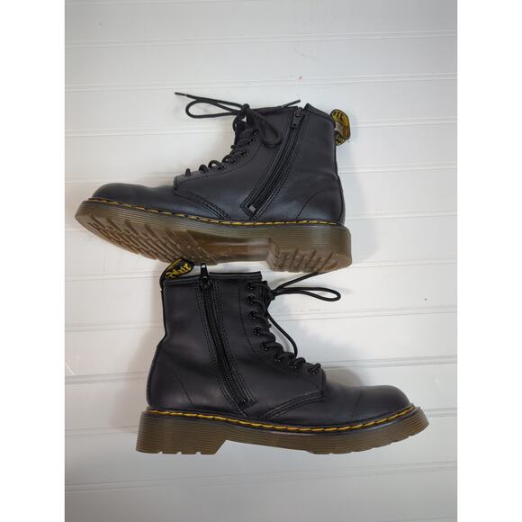 Dr. Martens 1460 Boot Black Kids 3 Lace Up Zip Up - Picture 3 of 9